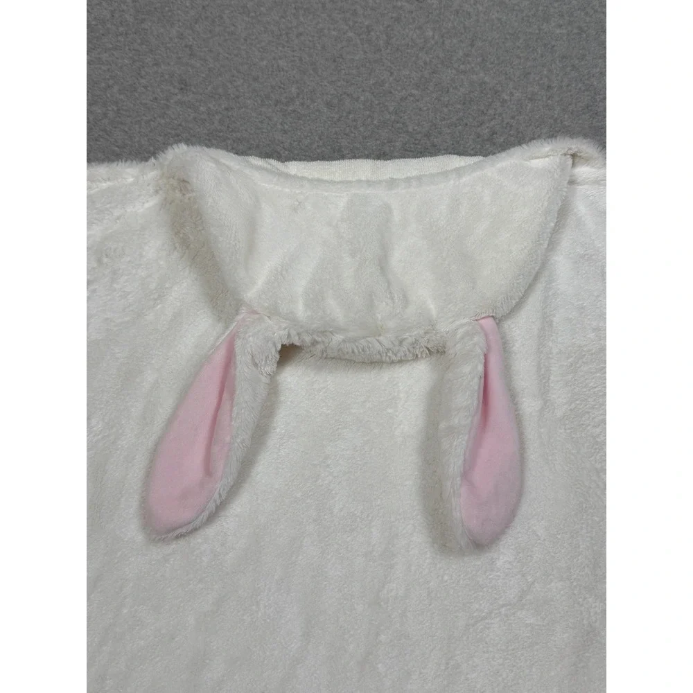 Pottery Barn Kids White Bunny Hooded Bath Towel Faux Fur Cotton Terry 34x23